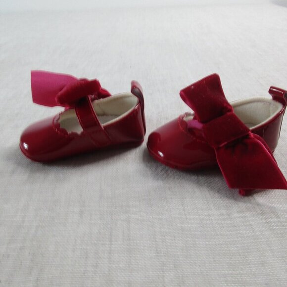 Doudou Et Compagnie Baby Girl Bunny Plush Slippers & Red Bow Dress Shoes 0-6M - Picture 3 of 11